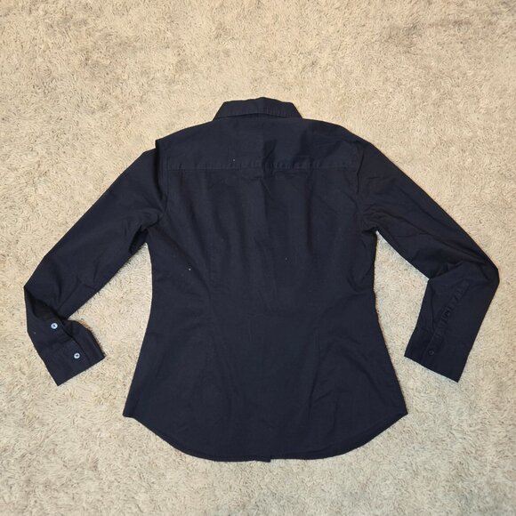 ˚ ༘⋆🛍️APT9 Solid Classic Black Fitted Button Down Collared Career Blouse Top˚👚 - Picture 6 of 6